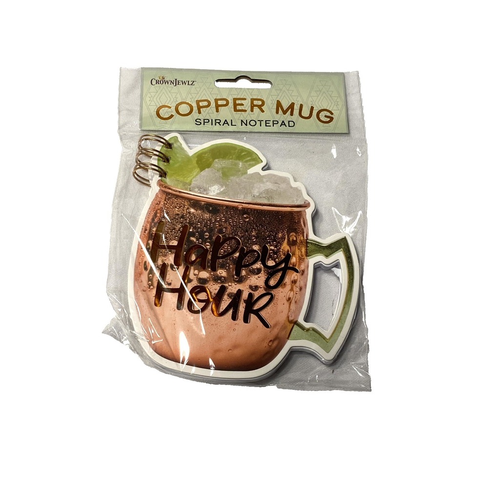 crown‎ jewlz COPPER MUG SPIRAL NOTEPAD  happy hour